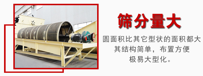 滚筒筛筛分产量大,产量可达200吨/时