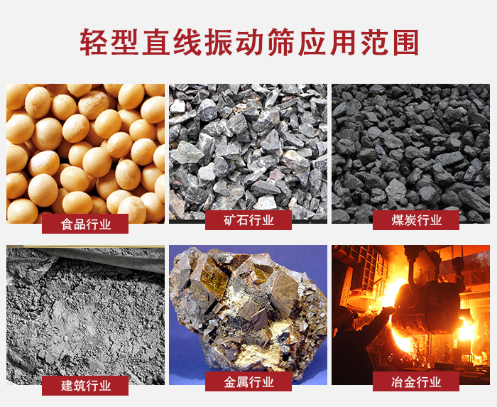 轻型直线振动筛应用范围较广多使用与颗粒状,粉状以及其它重型行业的输送。